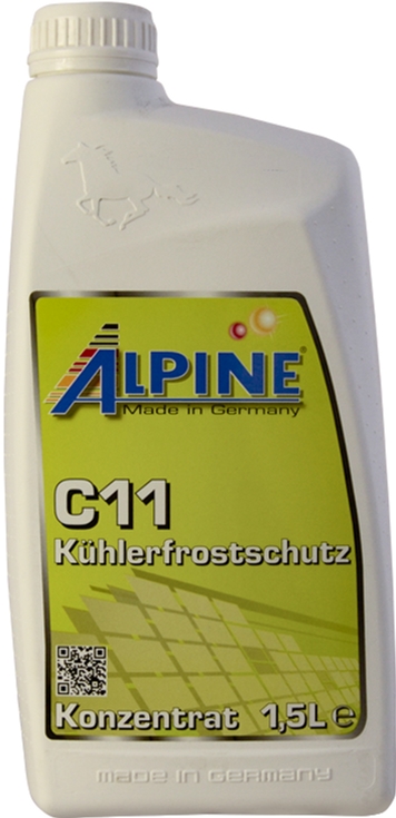 Охолоджувальна рідина ALPINE G11, концентрат, жовтий, 1,5 л (4003774027545)